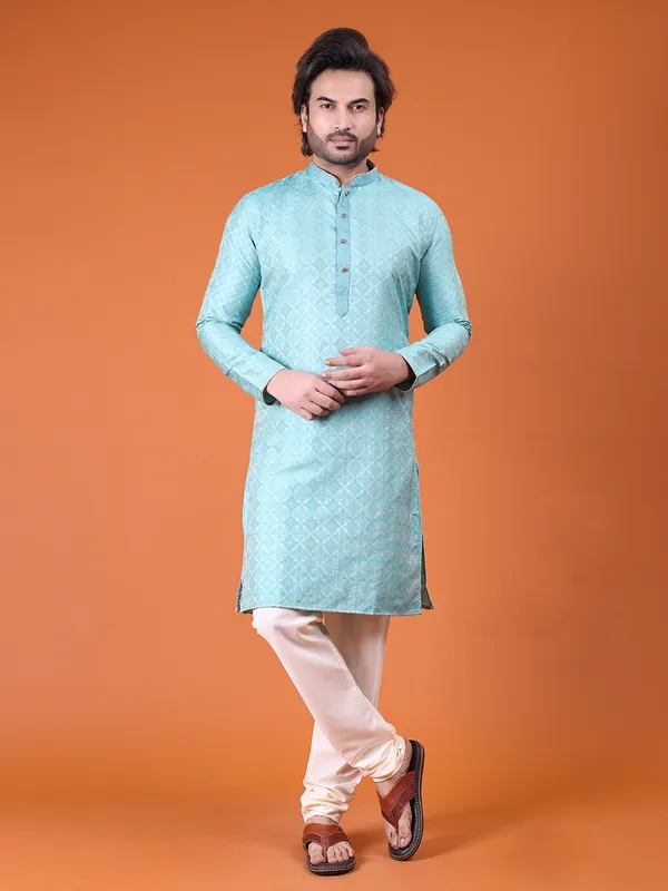 Mens_Cotton_Silk_Resham_Embroidery_With_Hand_Work__Kurta