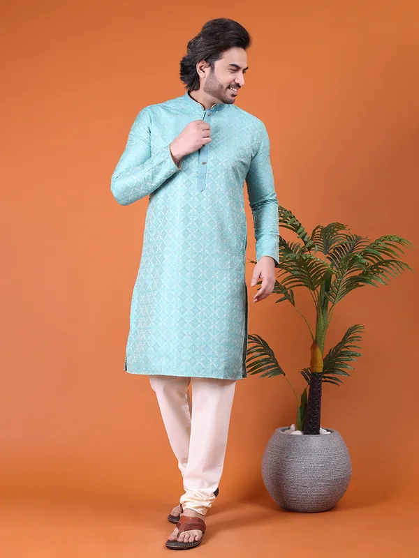 Mens_Cotton_Silk_Resham_Embroidery_With_Hand_Work__Kurta