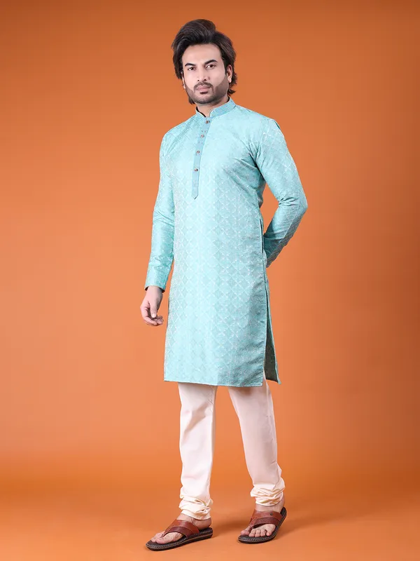 Mens_Cotton_Silk_Resham_Embroidery_With_Hand_Work__Kurta