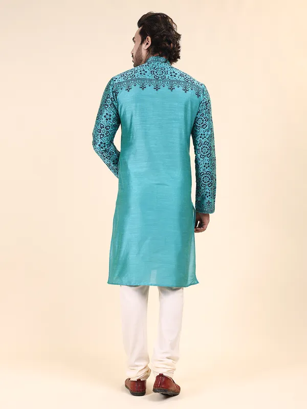 Mens_Silk_Blend_Hand_Block_Print_Kurta