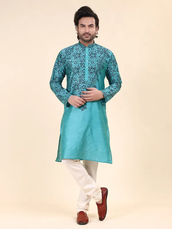 Mens_Silk_Blend_Hand_Block_Print_Kurta