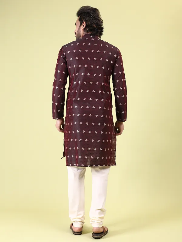 Mens_Cotton_Silk_Woven_Design_with_Fancy_Button_Kurta