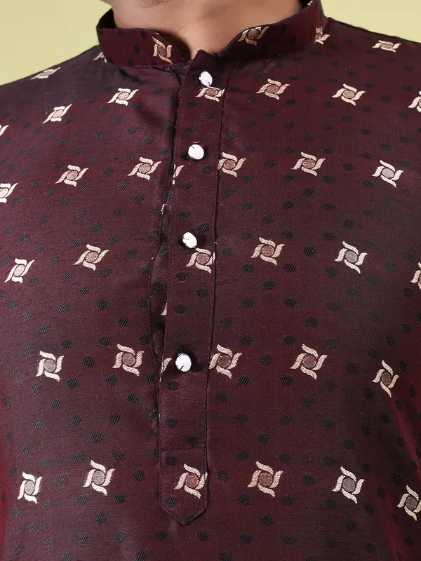 Mens_Cotton_Silk_Woven_Design_with_Fancy_Button_Kurta