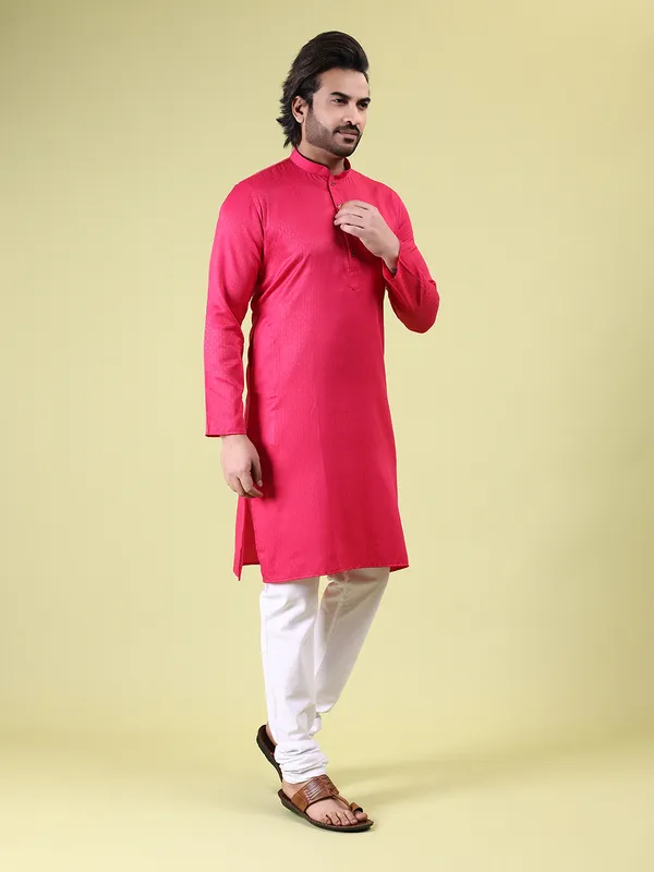 Mens_Cotton_Rayon_Self_Design_Kurta