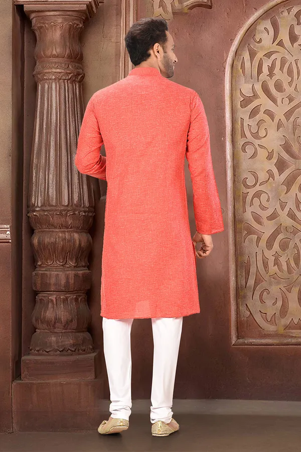 Crimson_Cotton_Fabric_Plain_Kurta_Pajama_Set