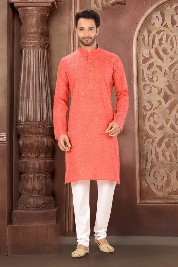 Crimson_Cotton_Fabric_Plain_Kurta_Pajama_Set