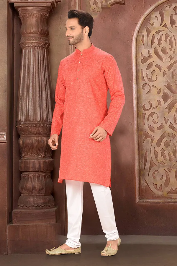 Crimson_Cotton_Fabric_Plain_Kurta_Pajama_Set