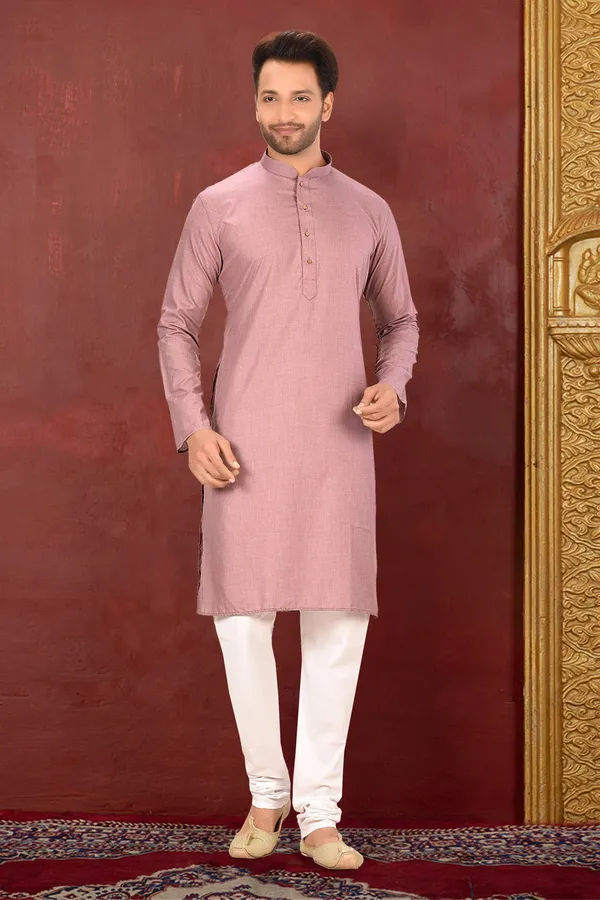 Mauve_Maslin_Fabric_Plain_Kurta_Pajama
