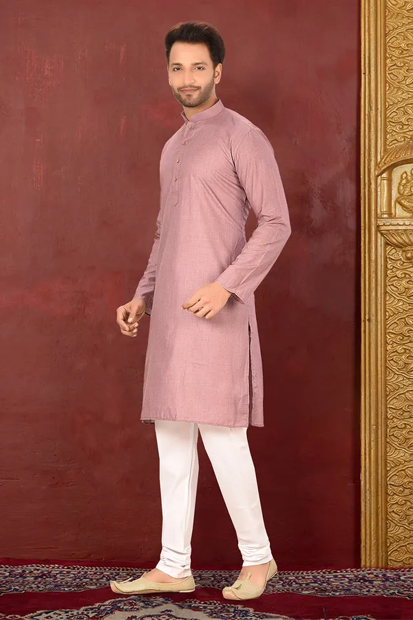 Mauve_Maslin_Fabric_Plain_Kurta_Pajama