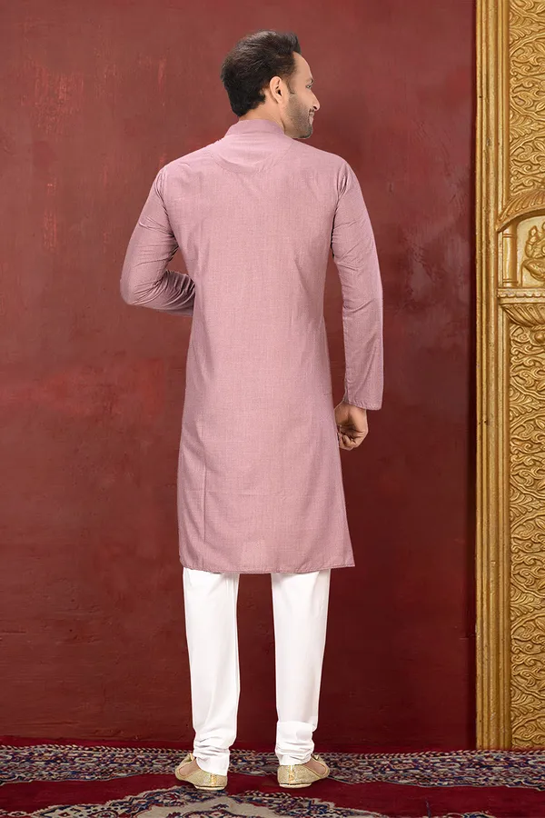 Mauve_Maslin_Fabric_Plain_Kurta_Pajama
