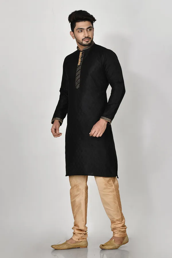 Black_Silk_Fabric_Resham_Embroidery_Kurta_Pajama_Set