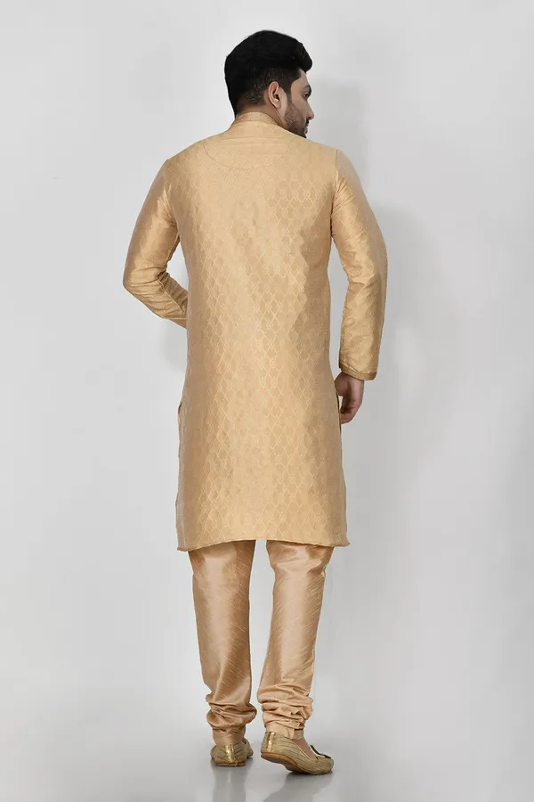 Gold_Art_Silk_Fabric_Resham_Embroidery_Kurta_Pajama