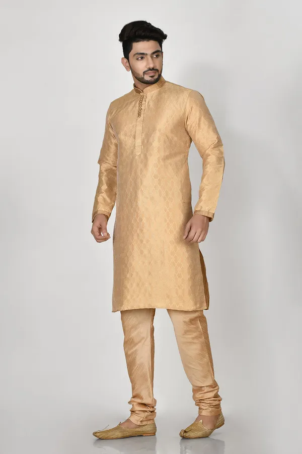 Gold_Art_Silk_Fabric_Resham_Embroidery_Kurta_Pajama