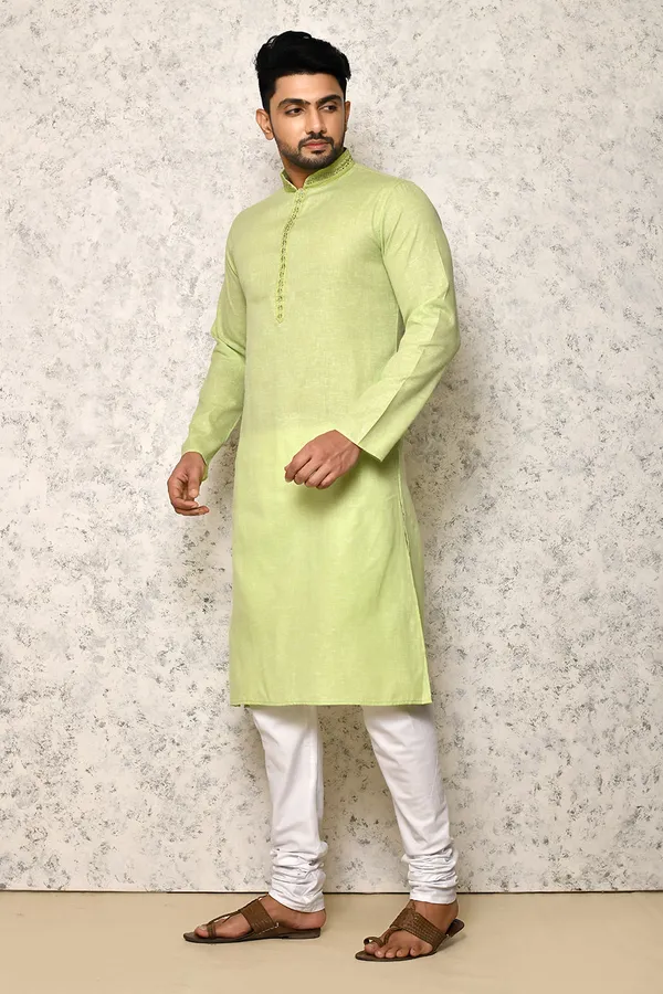Sea_Green_cotton_Fabric_Self_Pattern_Kurta_Pajama
