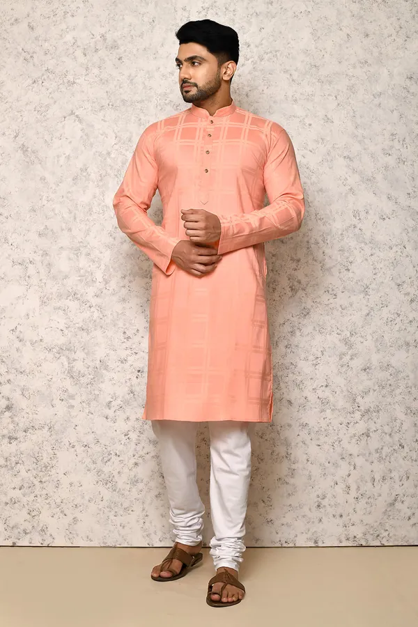 Rust_cotton_Fabric_Self_Pattern_Kurta_Pajama