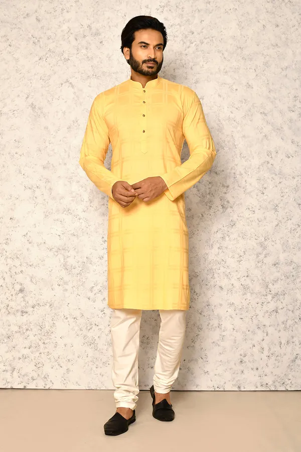 Yellow_cotton_Fabric_Self_Pattern_Kurta_Pajama