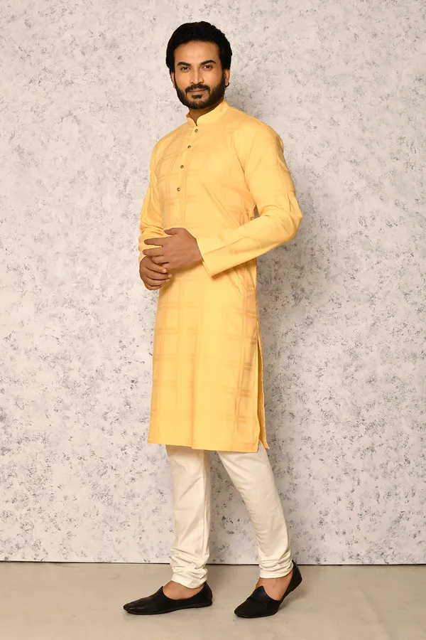 Yellow_cotton_Fabric_Self_Pattern_Kurta_Pajama