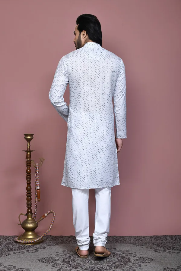 White_Cotton_Fabric_Printed_Kurta_Pajama