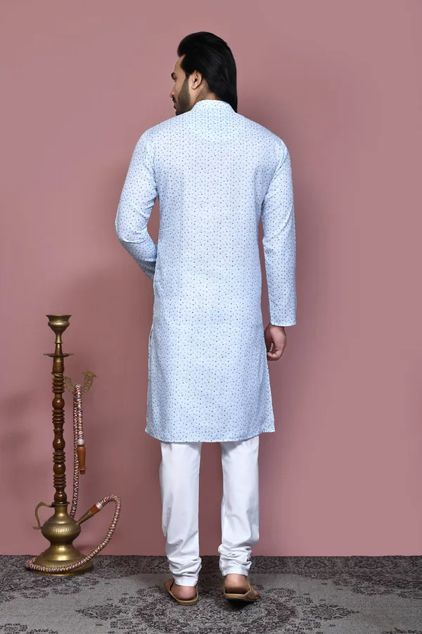 Sky_Blue_Cotton_Fabric_Printed_Kurta_Pajama_Set