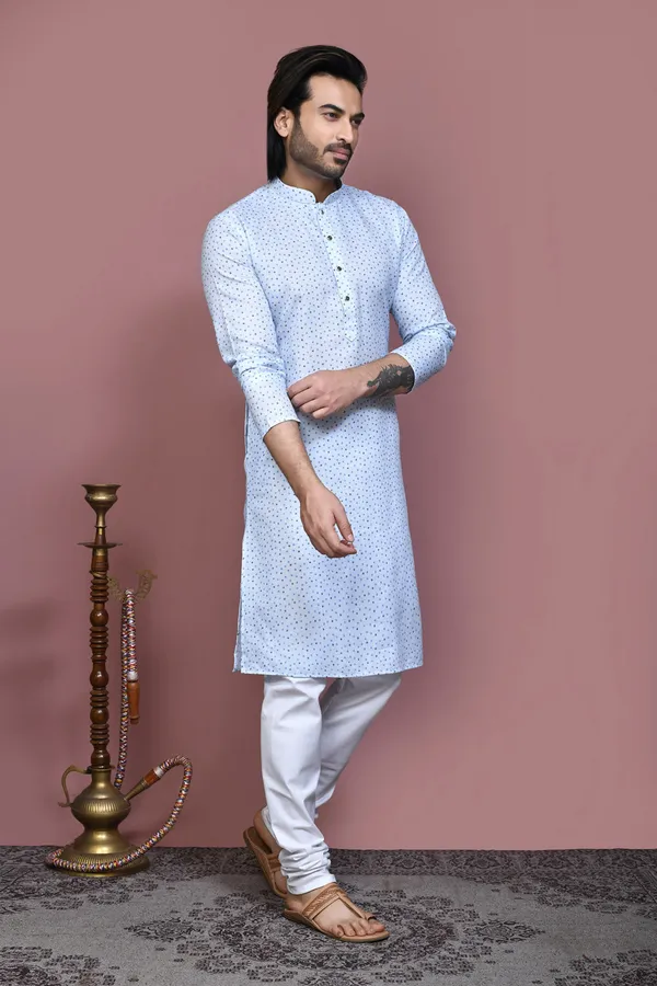 Sky_Blue_Cotton_Fabric_Printed_Kurta_Pajama_Set