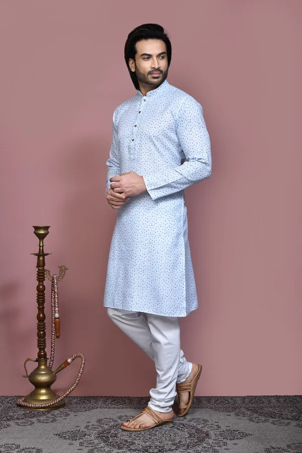 Sky_Blue_Cotton_Fabric_Printed_Kurta_Pajama_Set