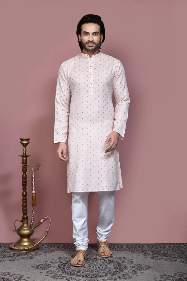 Beige_Cotton_Fabric_Printed_Kurta_Pajama