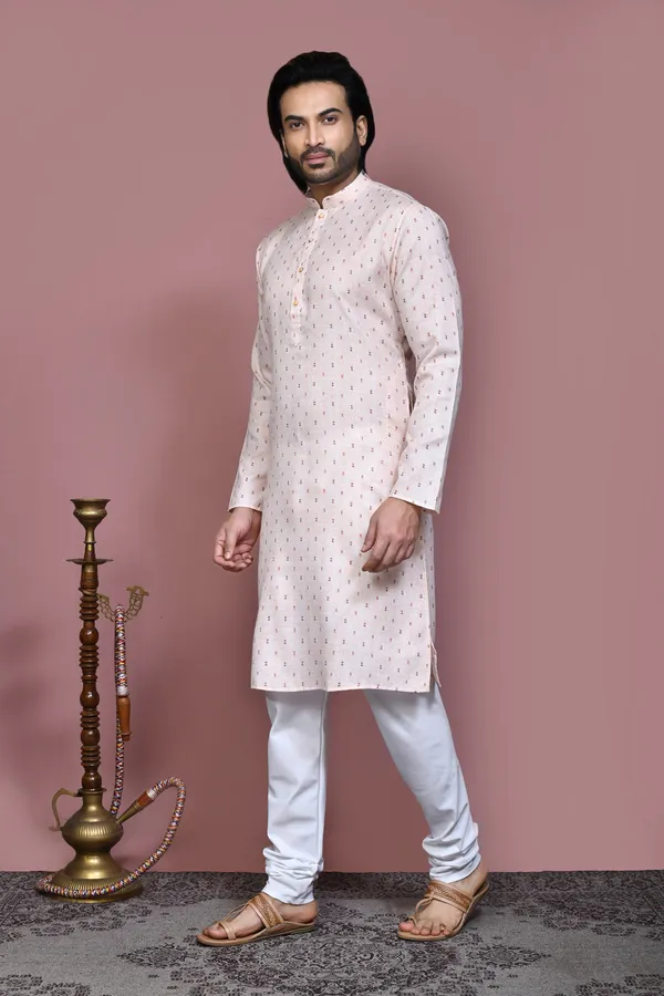 Beige_Cotton_Fabric_Printed_Kurta_Pajama
