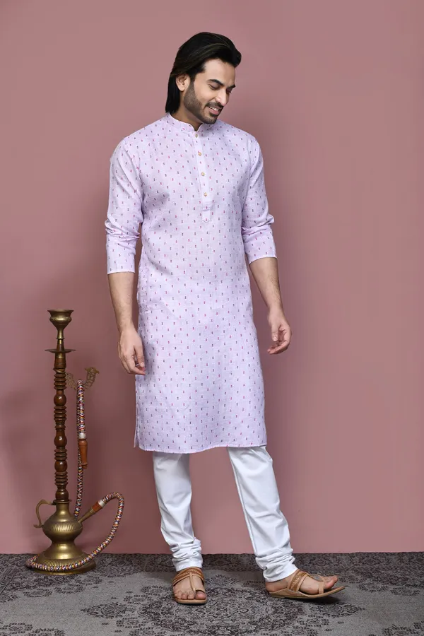 Mauve_Cotton_Fabric_Printed_Kurta_Pajama_Set