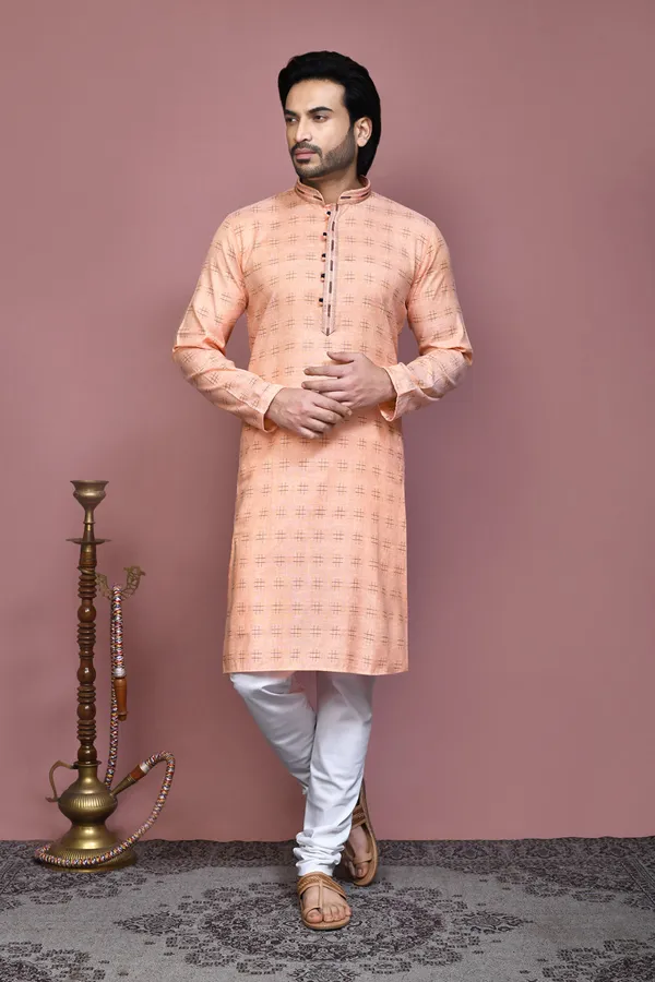 Orange_Cotton_Fabric_Printed_Kurta_Pajama_Set