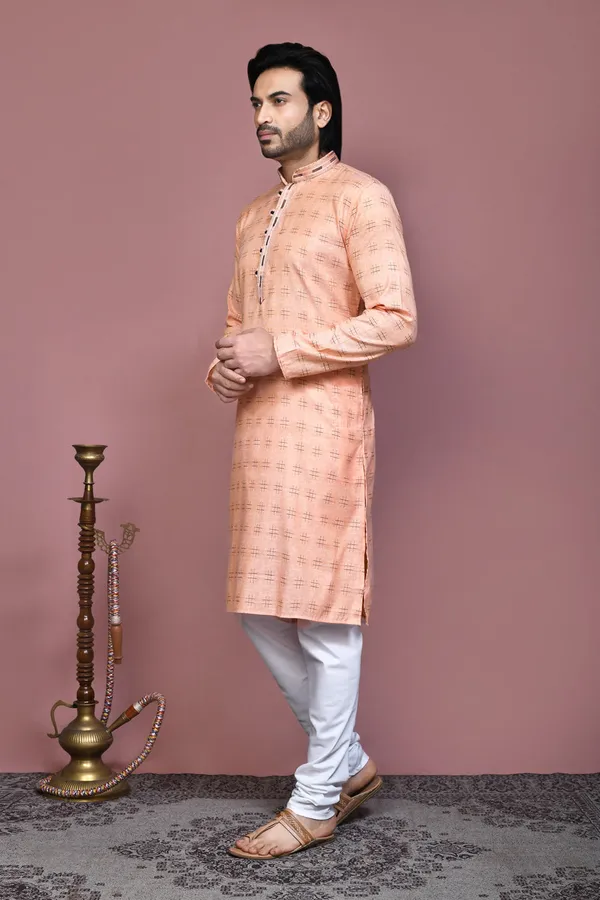 Orange_Cotton_Fabric_Printed_Kurta_Pajama_Set