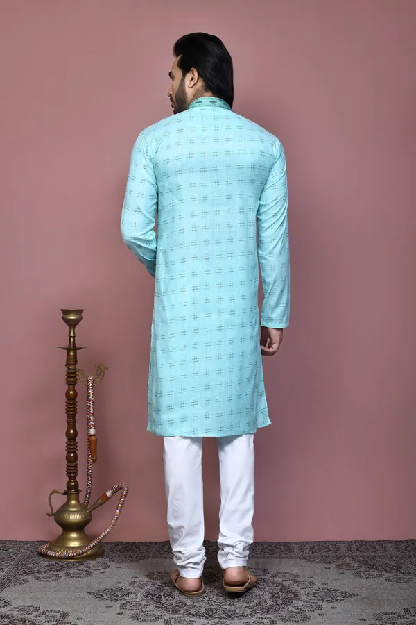 Sky_Blue_Cotton_Fabric_Printed_Kurta_Pajama_Set
