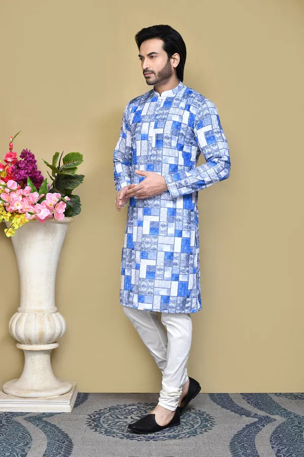 Blue_Cotton_Fabric_Printed_Kurta_Pajama_Set