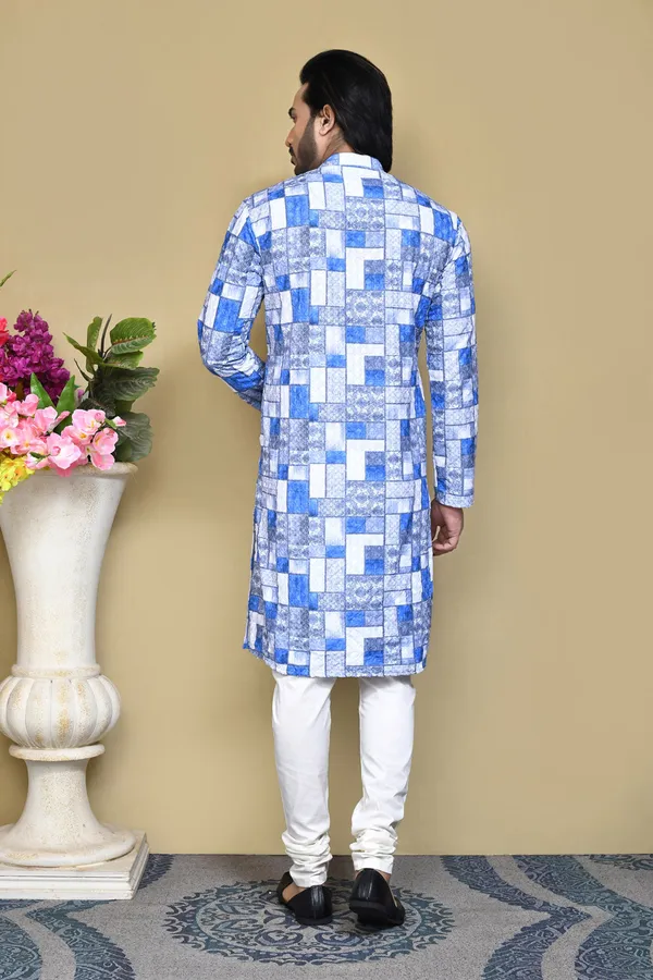 Blue_Cotton_Fabric_Printed_Kurta_Pajama_Set