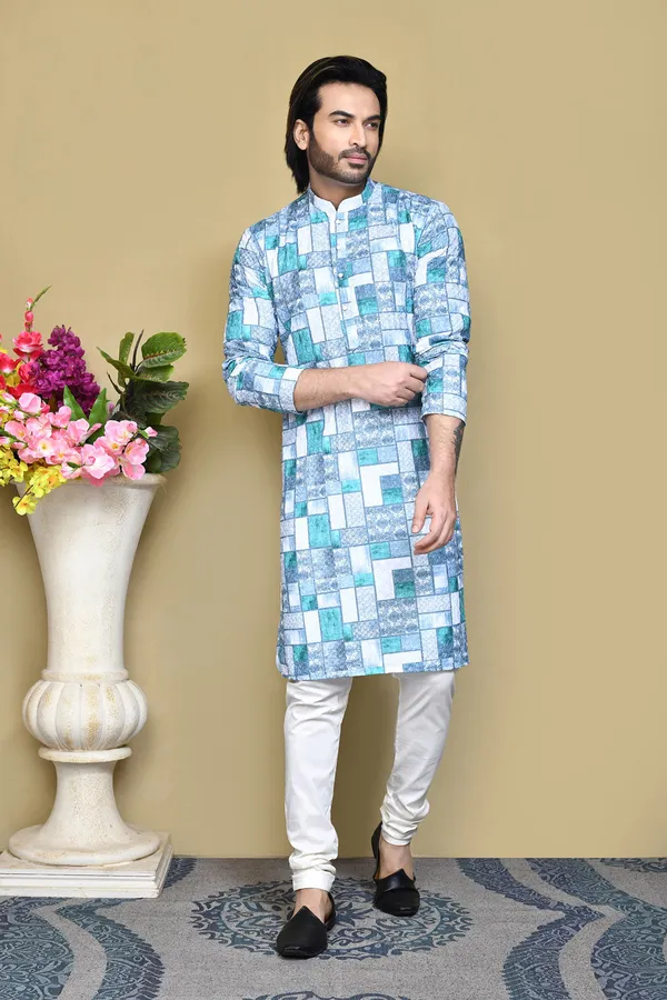 Sky_Blue_Cotton_Fabric_Printed_Kurta_Pajama_Set