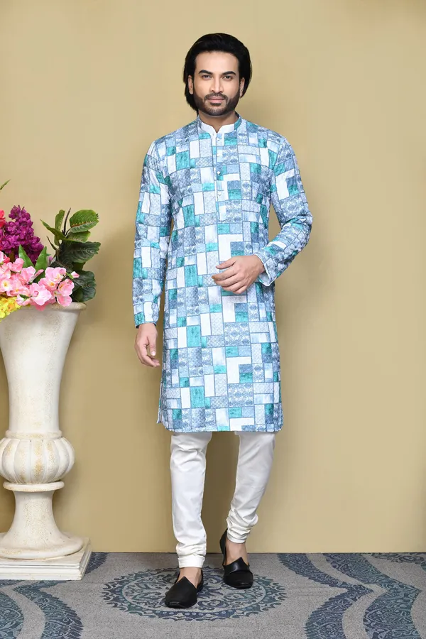 Sky_Blue_Cotton_Fabric_Printed_Kurta_Pajama_Set