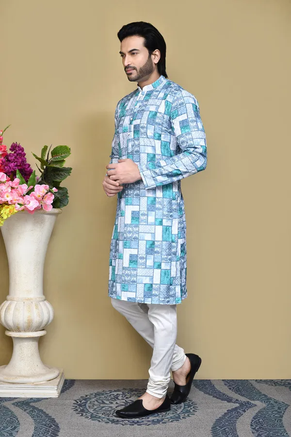 Sky_Blue_Cotton_Fabric_Printed_Kurta_Pajama_Set