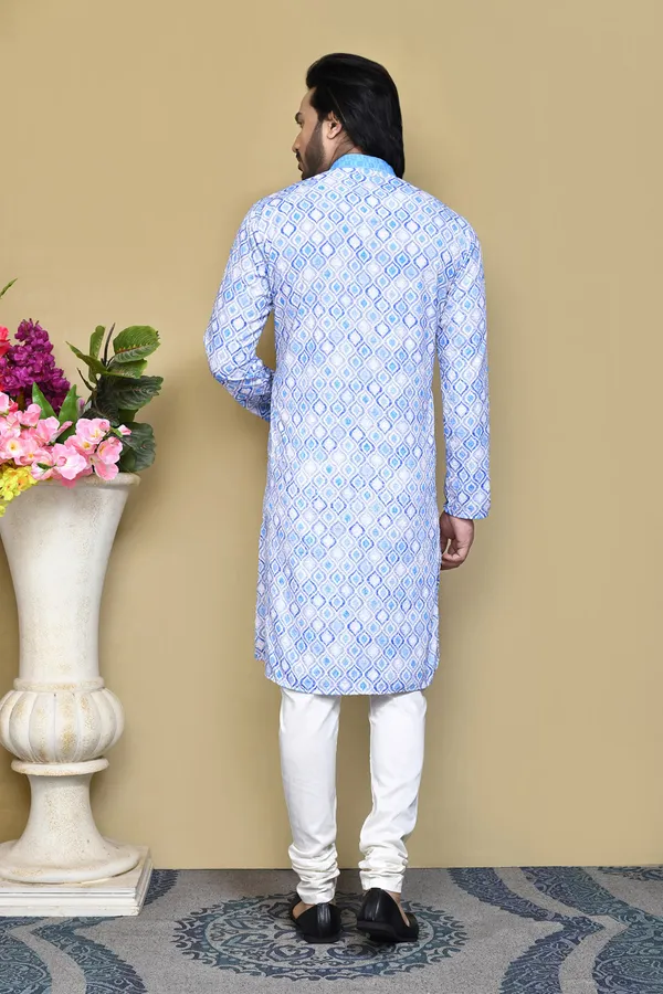 Sky_Blue_Cotton_Fabric_Printed_Kurta_Pajama_Set