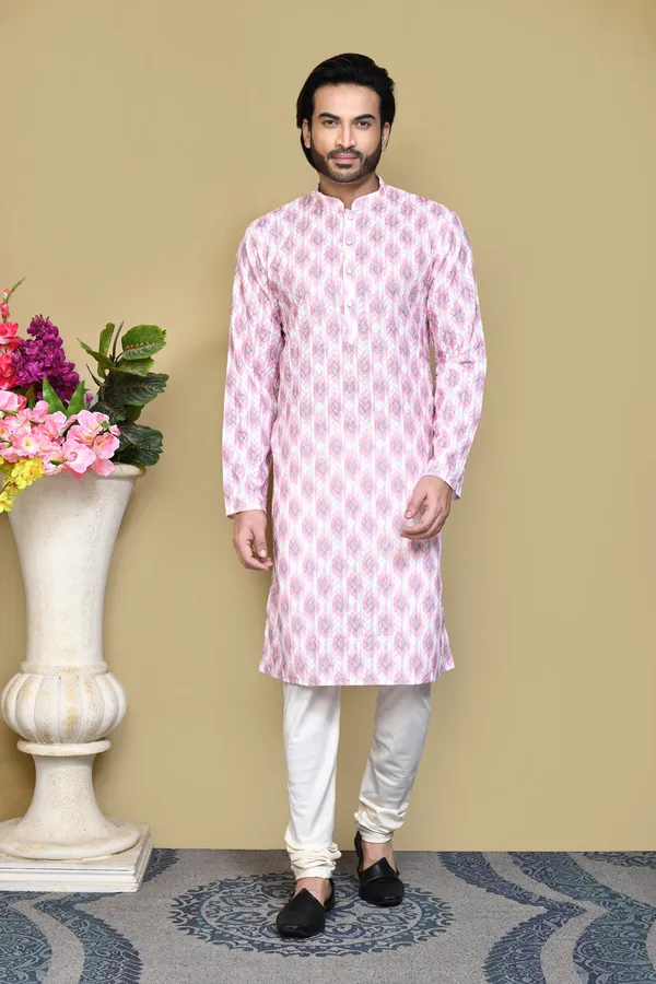 Pink_Cotton_Fabric_Printed_Kurta_Pajama_Set