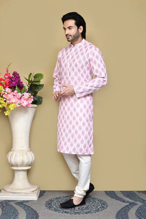 Pink_Cotton_Fabric_Printed_Kurta_Pajama_Set
