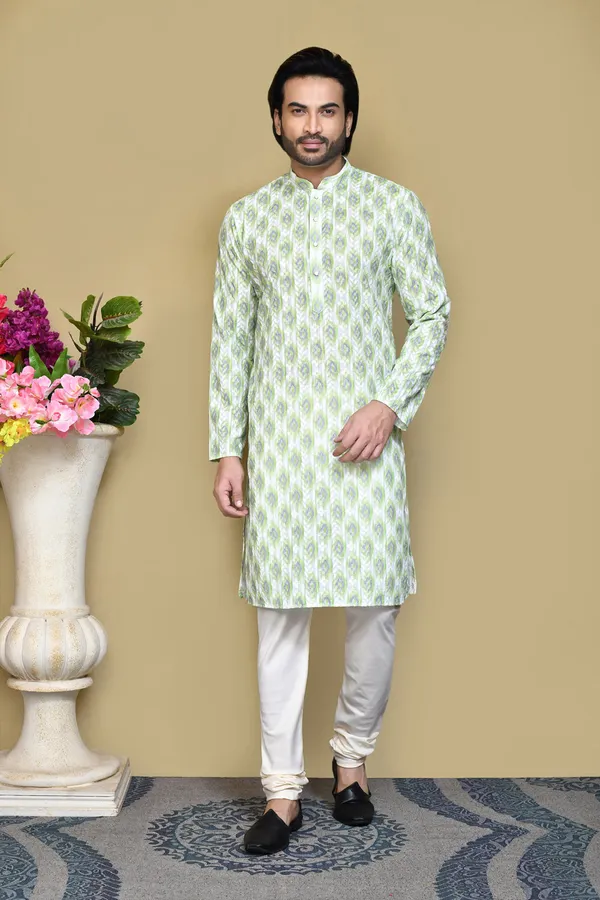 Pista_Cotton_Fabric_Printed_Kurta_Pajama_Set