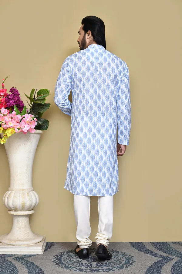 Sky_Blue_Cotton_Fabric_Printed_Kurta_Pajama_Set