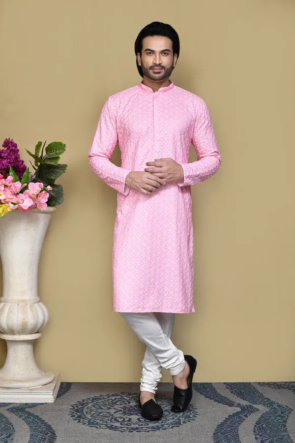 Pink_Cotton_Fabric_With_Pattern_Work_Kurta_Pajama