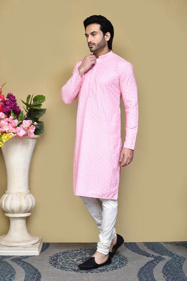 Pink_Cotton_Fabric_With_Pattern_Work_Kurta_Pajama
