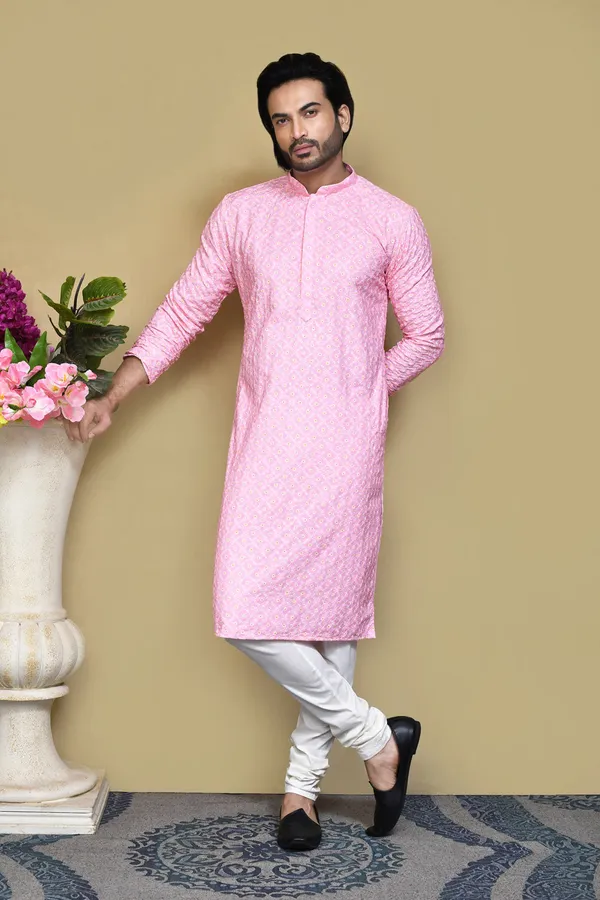 Pink_Cotton_Fabric_With_Pattern_Work_Kurta_Pajama