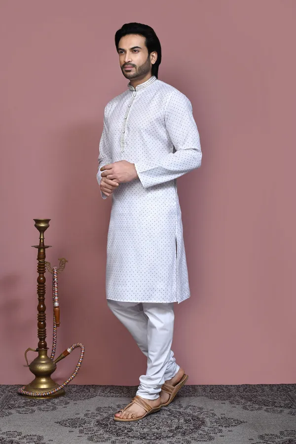White_Cotton_Fabric_Printed_Kurta_Pajama