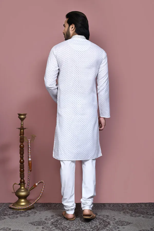 White_Cotton_Fabric_Printed_Kurta_Pajama
