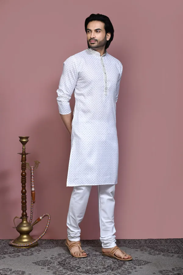 White_Cotton_Fabric_Printed_Kurta_Pajama