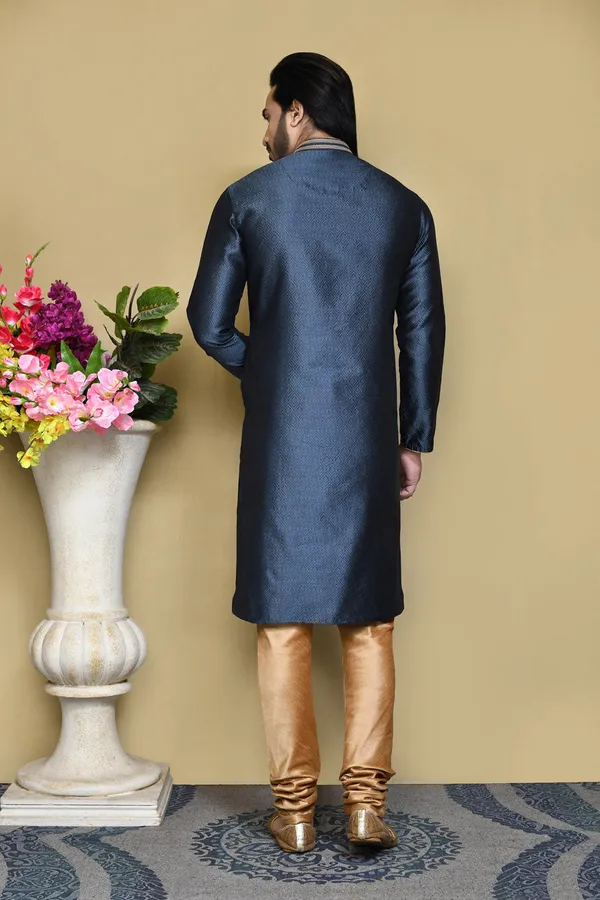 Grey_Art_Silk_Fabric_Resham_Woven_Kurta_Pajama