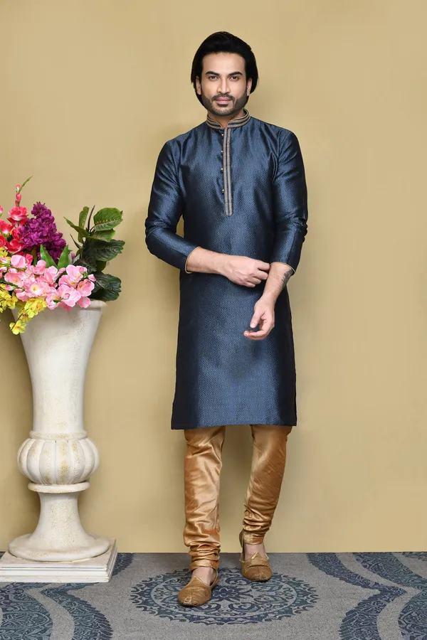Grey_Art_Silk_Fabric_Resham_Woven_Kurta_Pajama