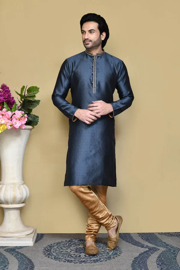 Grey_Art_Silk_Fabric_Resham_Woven_Kurta_Pajama